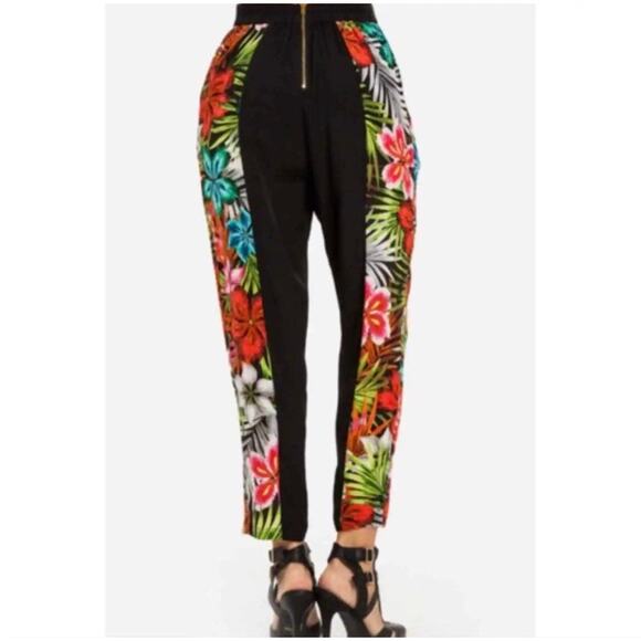 Line & Dot Revolve Womens Tropical Floral Print Black Crop Pants Small NWT - Picture 3 of 12